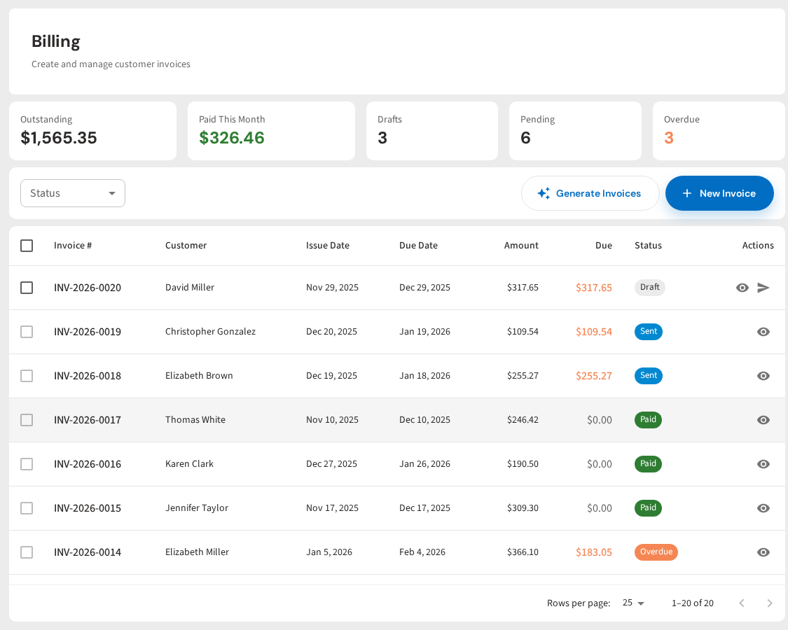 PoolDial billing screenshot