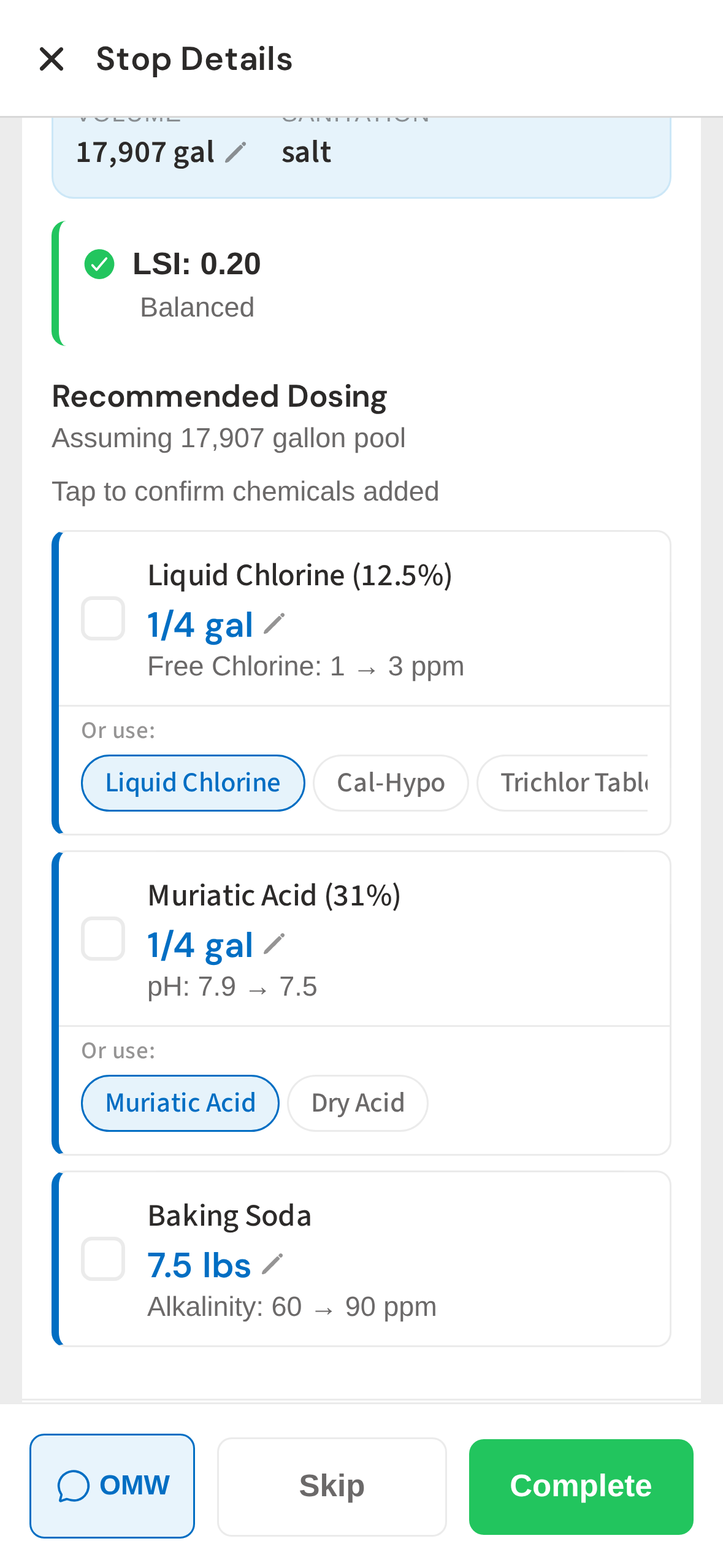 Mobile dosing recommendations based on pool readings
