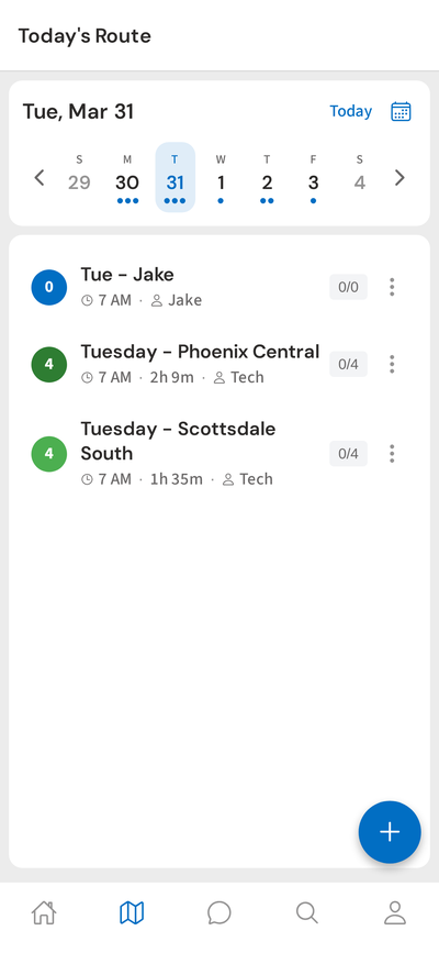 Today's route on mobile