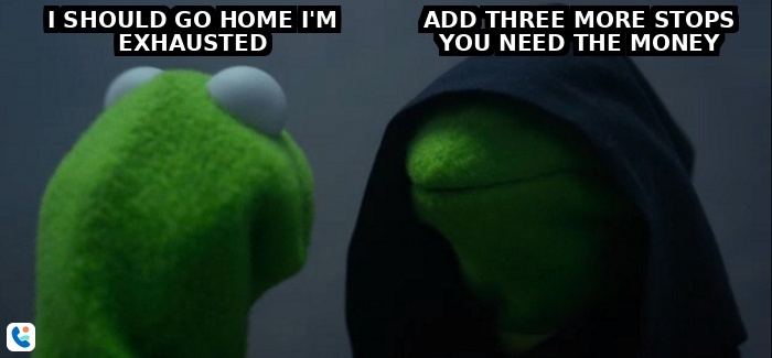 Evil Kermit meme about route decisions